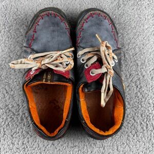 TMA Eyes Leather Oxford Shoes Womens 38 Blue Grey Red ContrastStitch (No Insoles